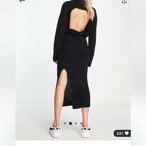 knit sweater midi skirt set in black